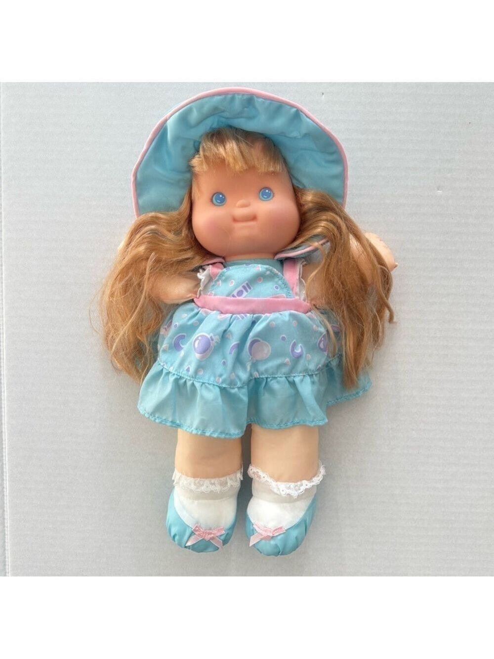1992 Fisher Price Puffalump Kids Doll Nylon Long Hair Rubber Face Blue Eyes